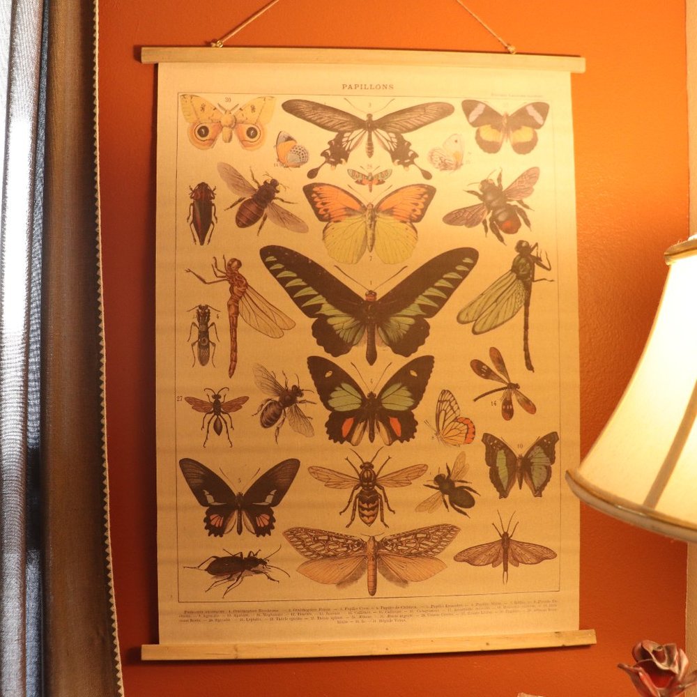 Large Vintage-Style Butterfly Tapestry Banner